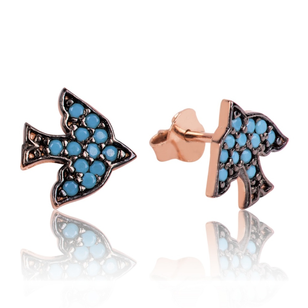 Sterling Silver Bird Turquoise & Cubic Zirconia - Picture 7 of 7